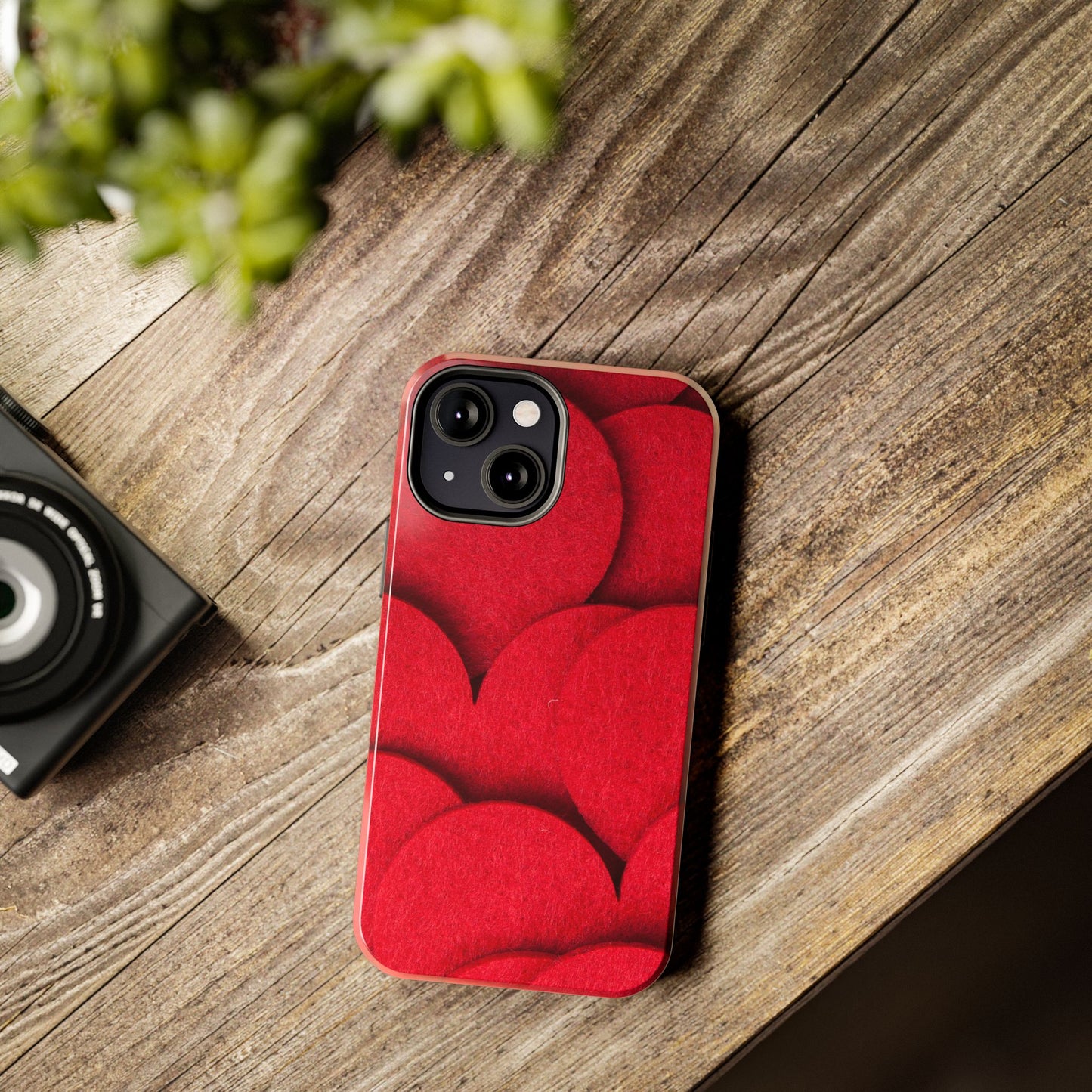 Big Red Felt Hearts Phone Case