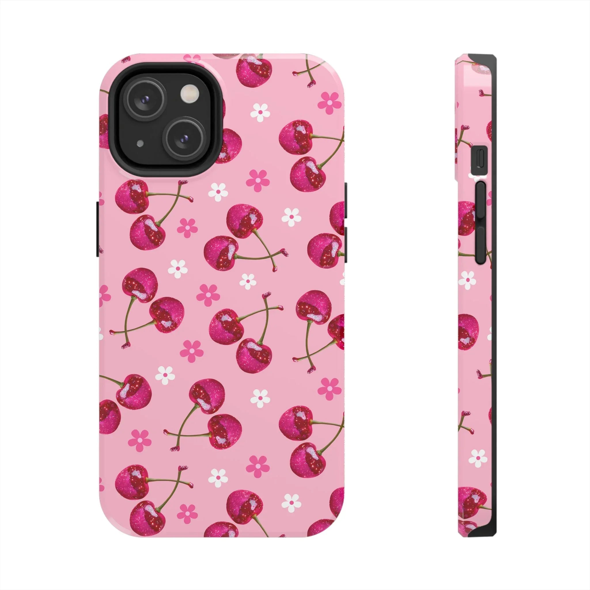 Pink Cherry Sparkle Pattern Tough Phone Case (Apple & Android) - Pink Sweetheart