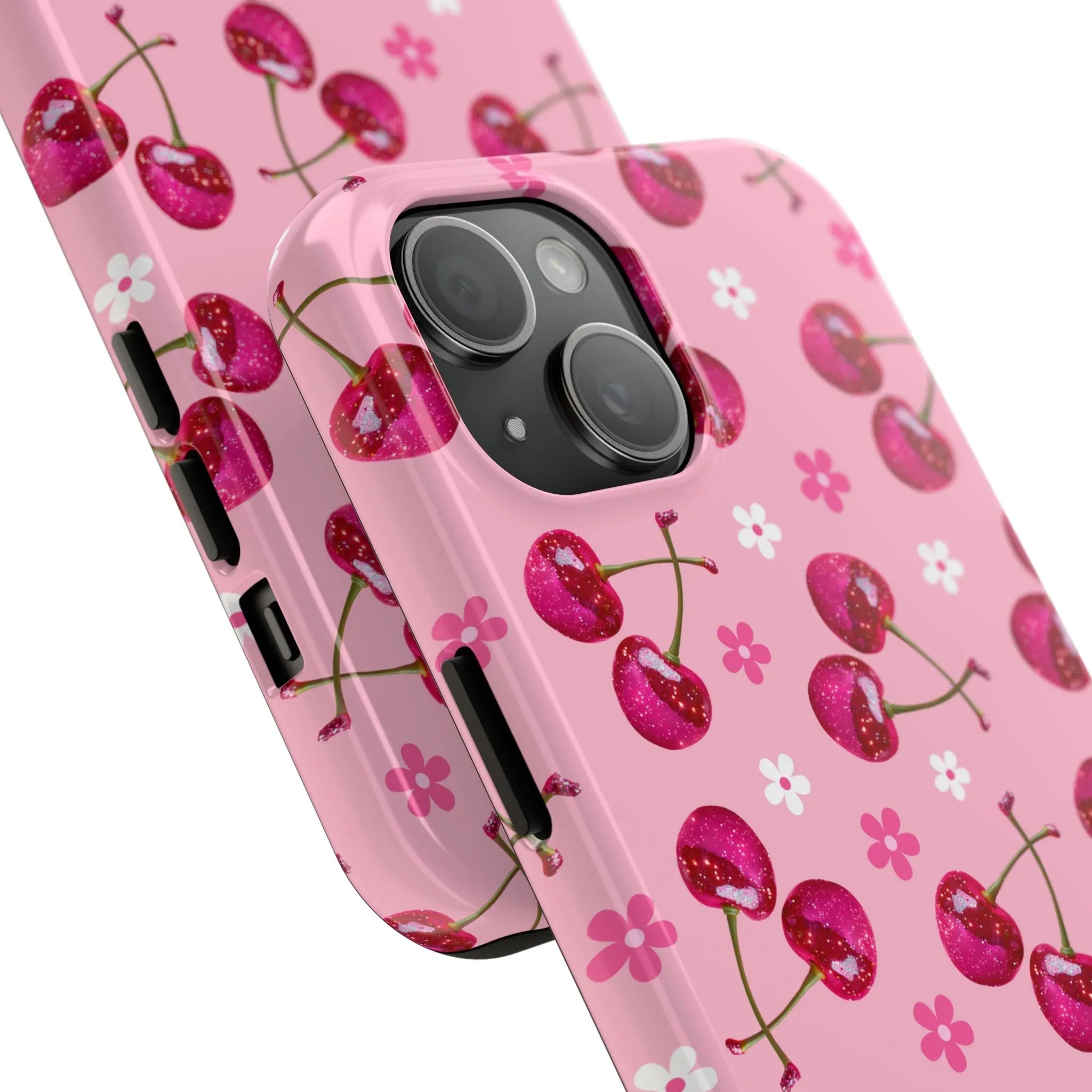 Pink Cherry Sparkle Pattern Tough Phone Case (Apple & Android) - Pink Sweetheart