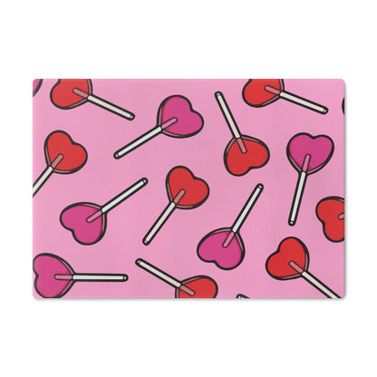 Heart Lollipops Glass Cutting Board