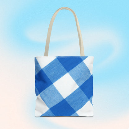 Chic Blue Gingham Tote Bag