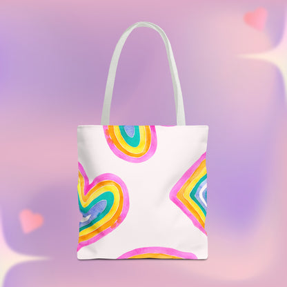 Rainbow Hearts Tote Bag