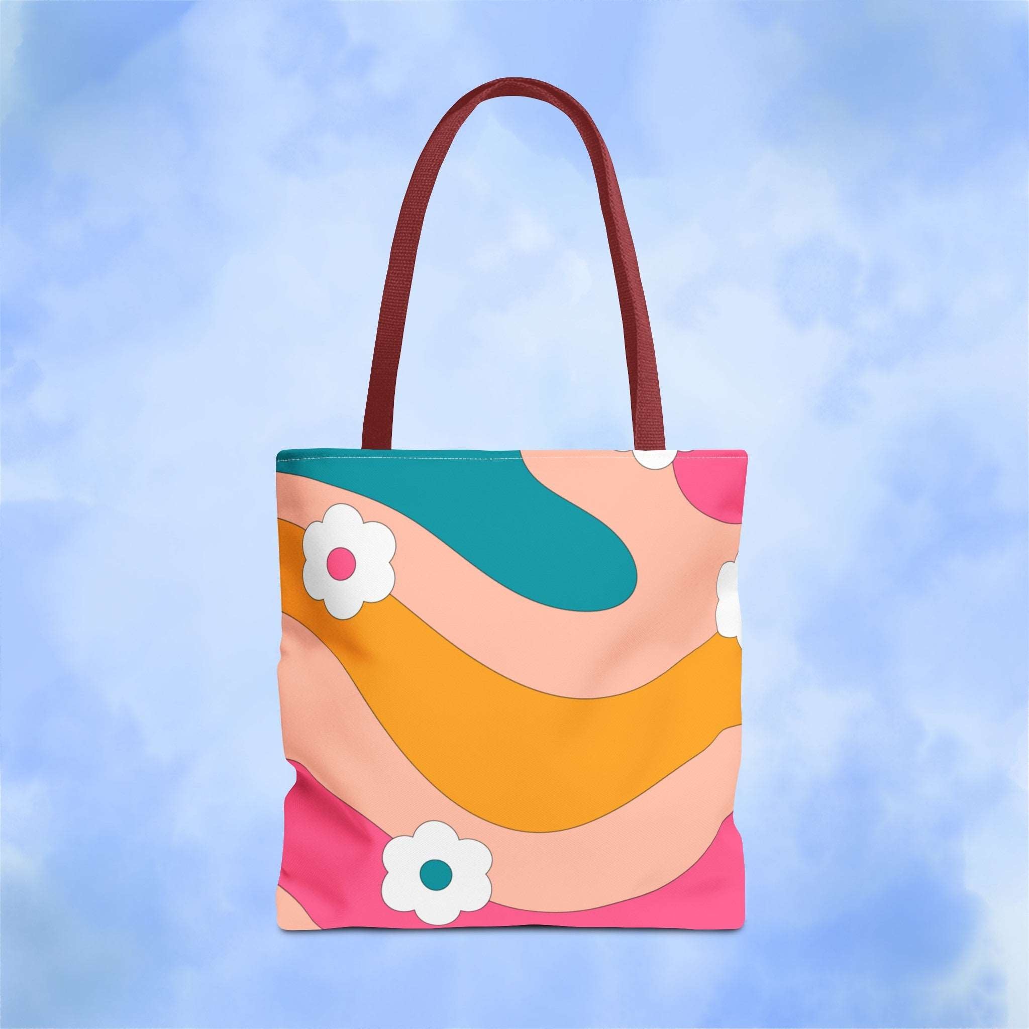 70s Floral Retro Aesthetic Tote Bag