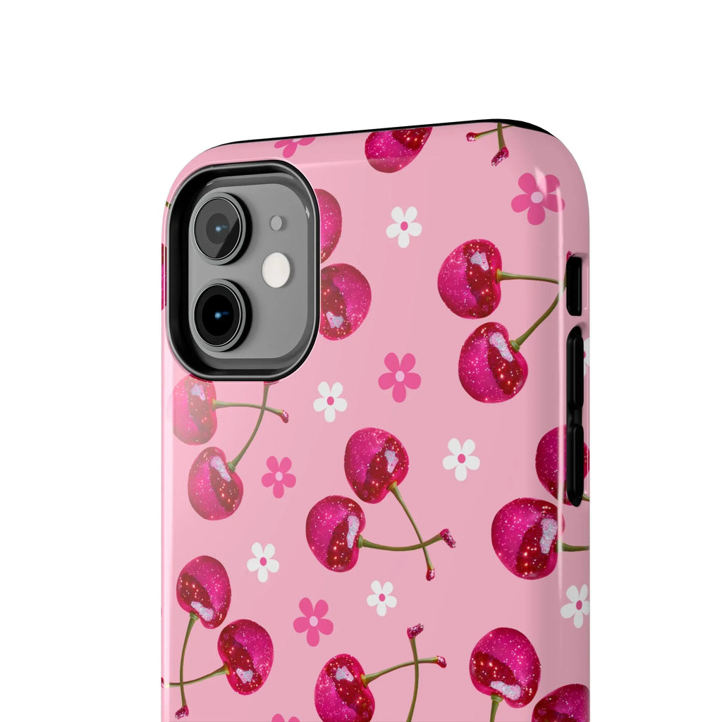 Pink Cherry Sparkle Pattern Tough Phone Case (Apple & Android) - Pink Sweetheart