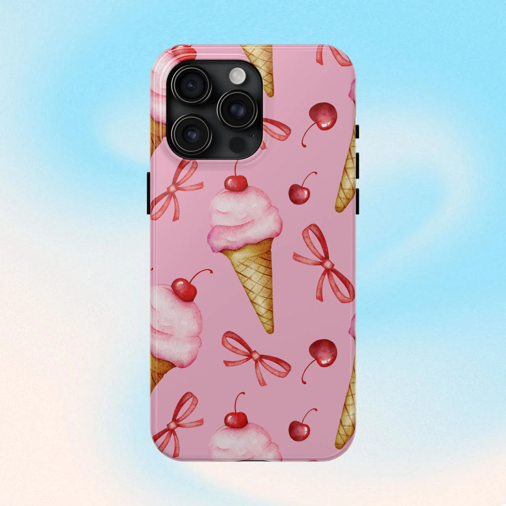 Cherry on Top Ice Cream Phone Case (Apple & Android) - Pink Sweetheart
