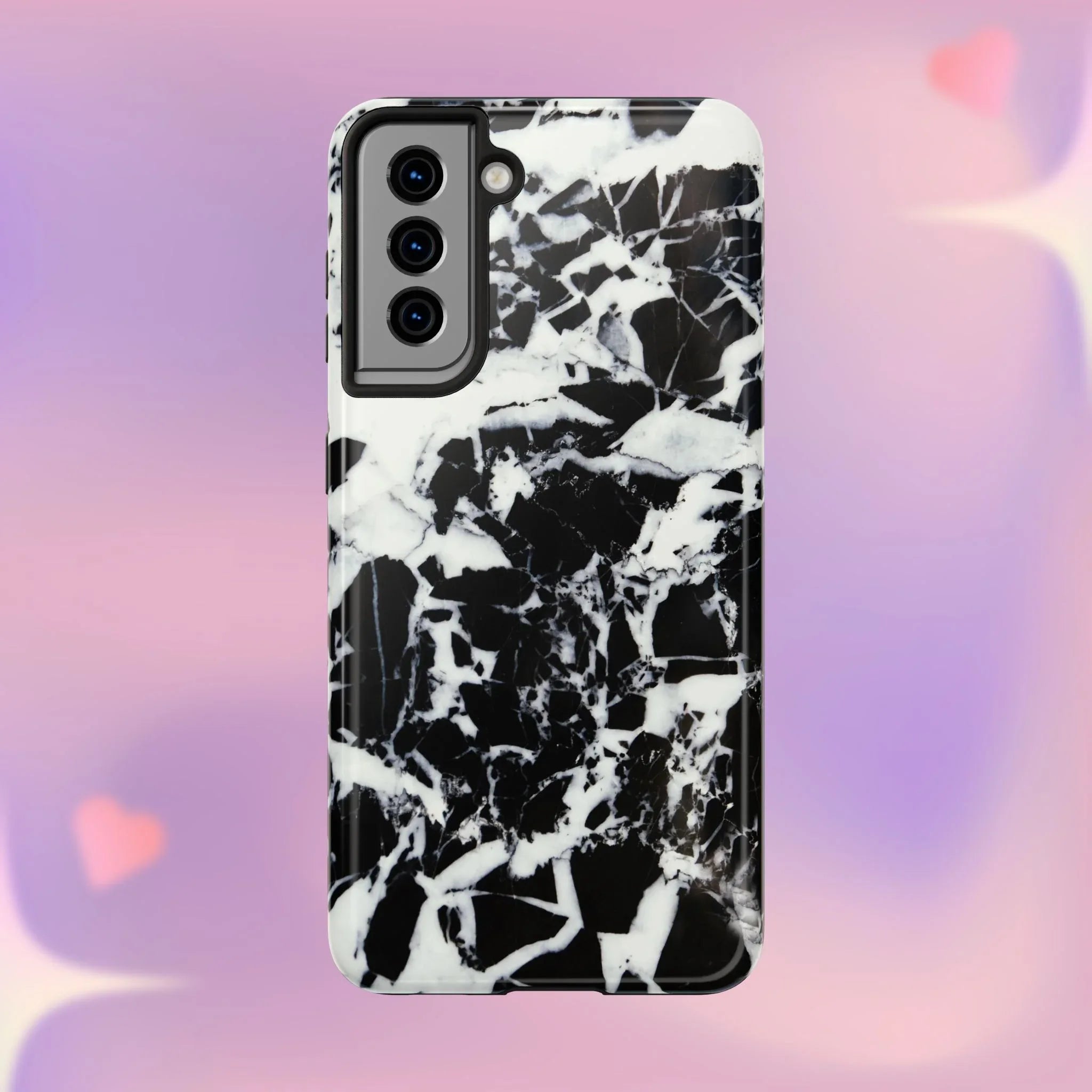 Black & White Shattered Phone Case (Apple & Android) - Pink Sweetheart