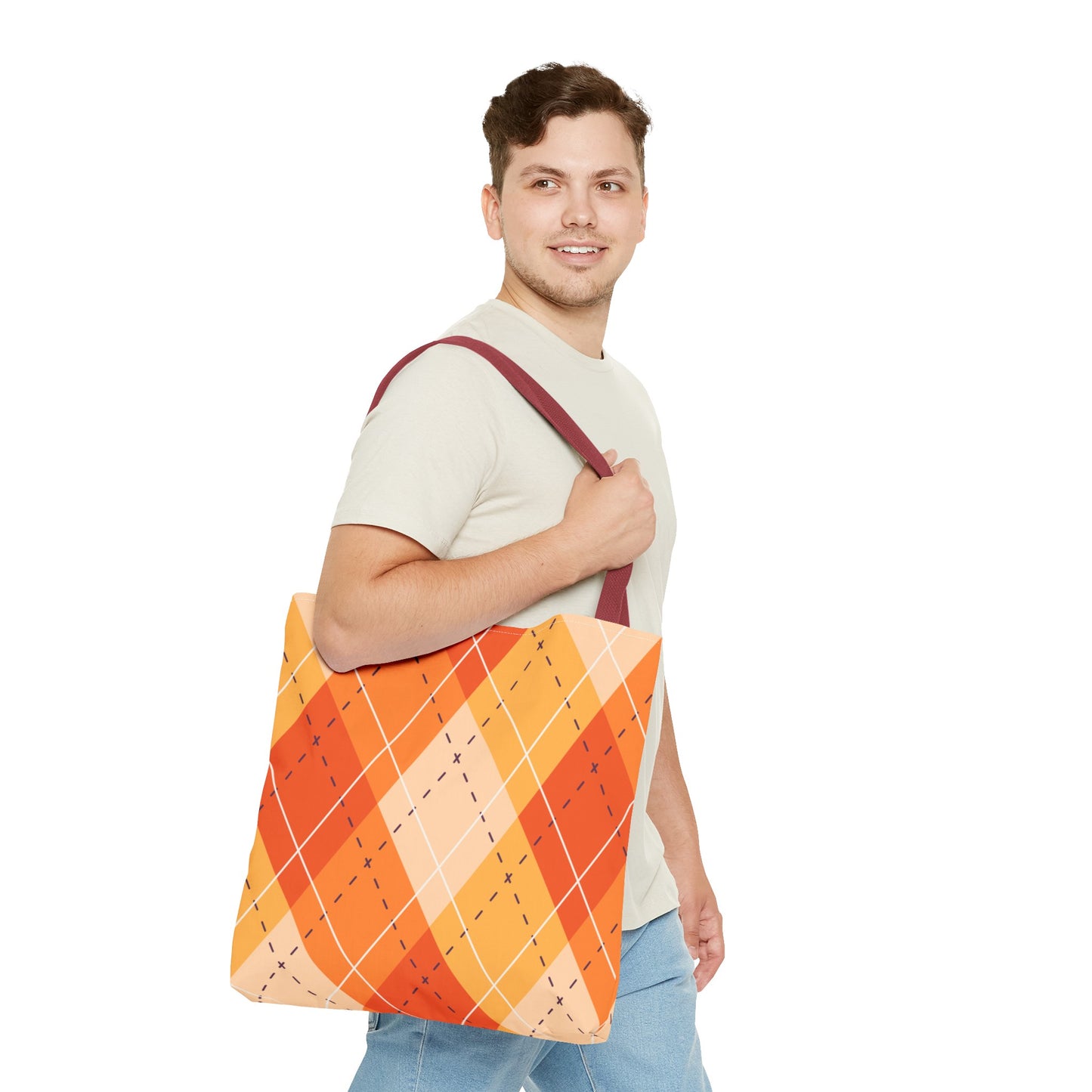 Orange Argyle Halloween Tote Bag