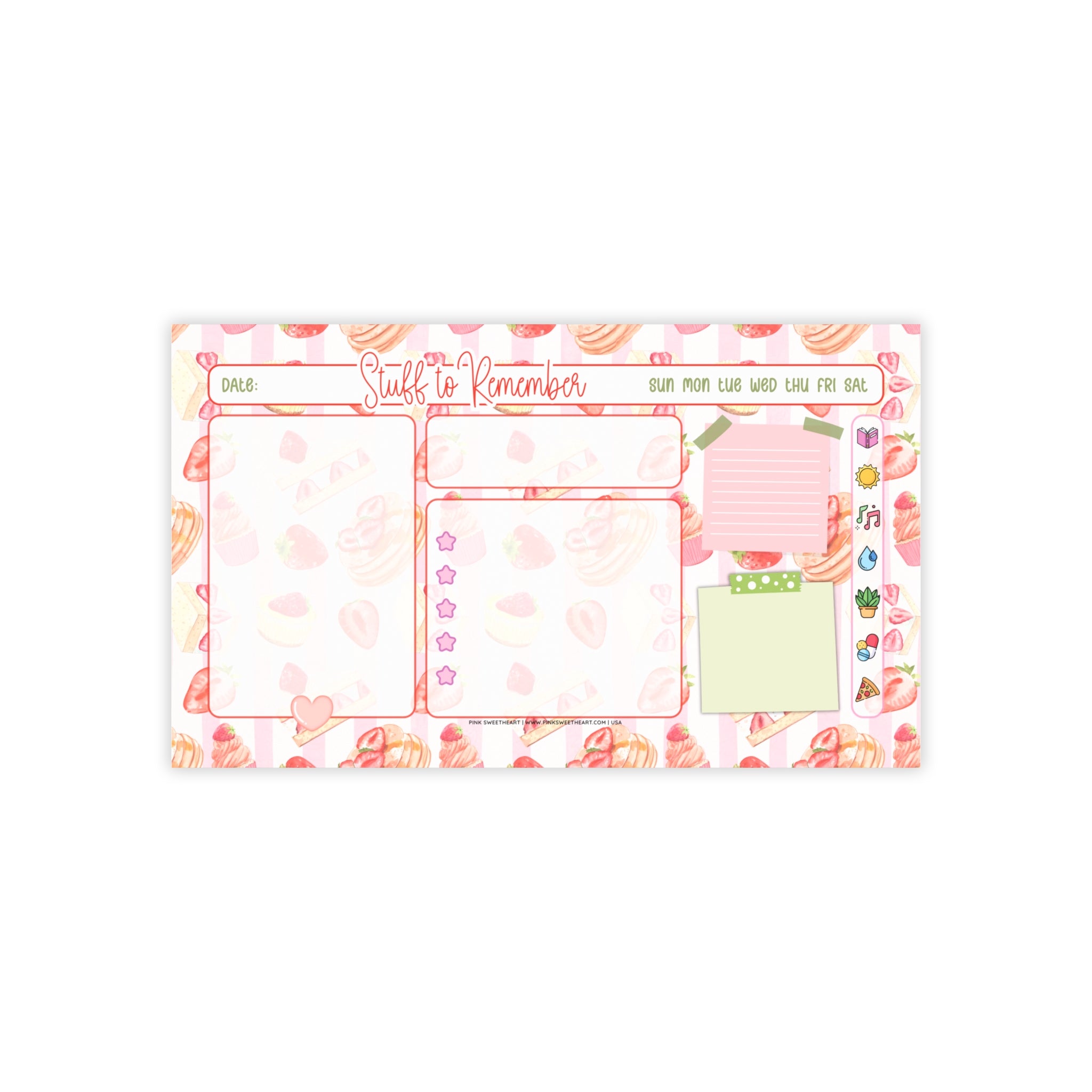 Strawberry Desserts Sticky Note Pad