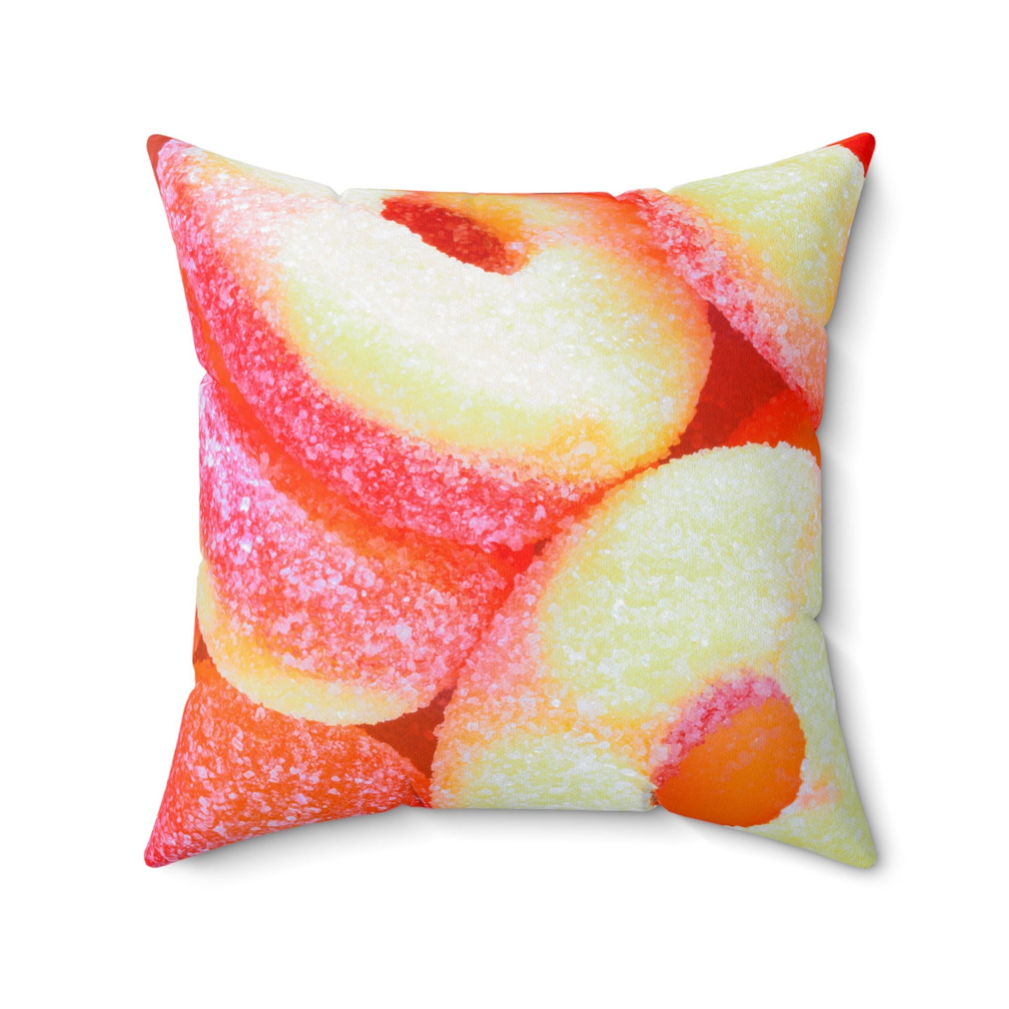 Sweet Peach Candy Rings Square Pillow