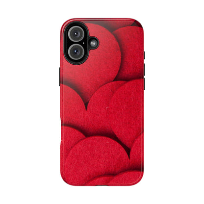 Big Red Felt Hearts Phone Case