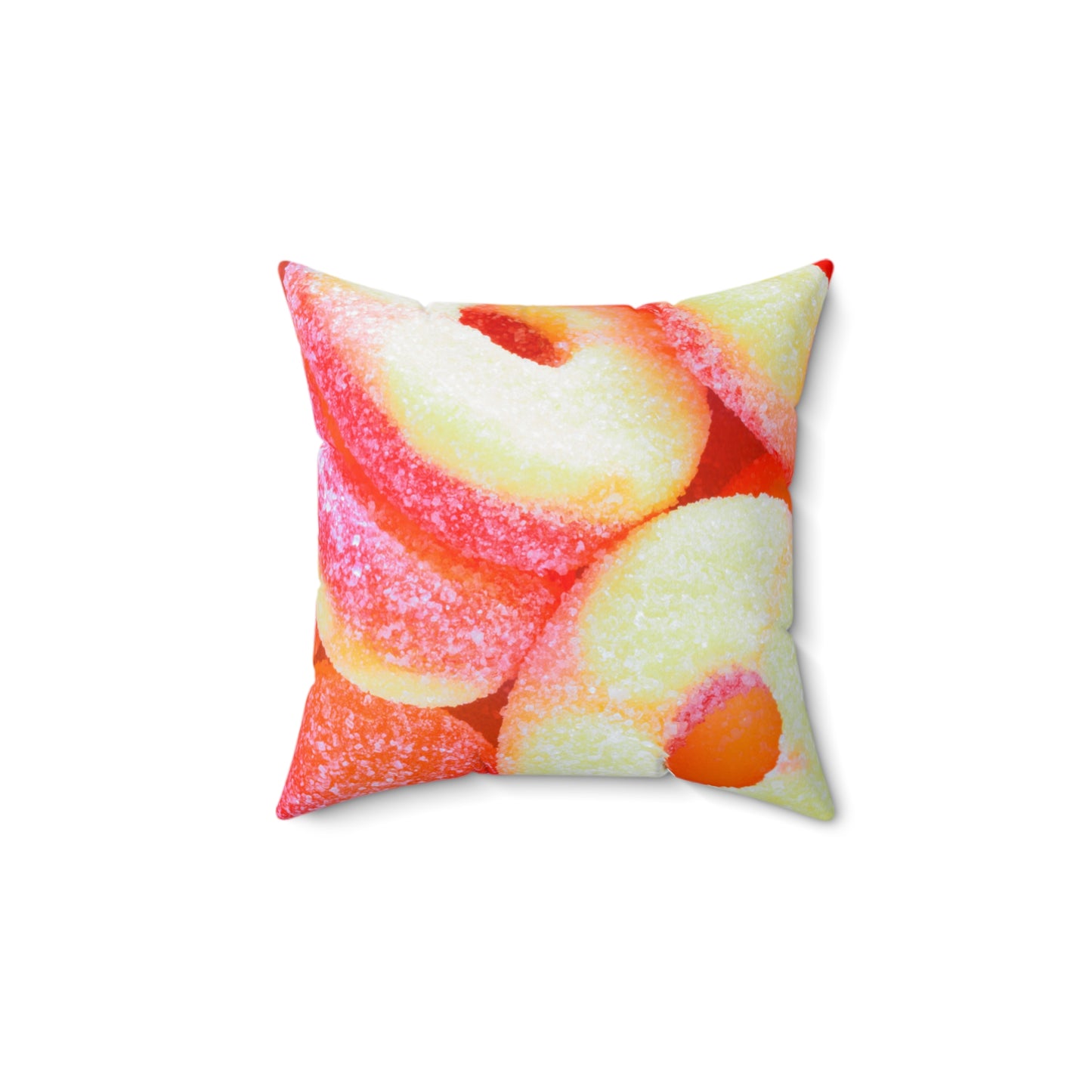 Sweet Peach Candy Rings Square Pillow
