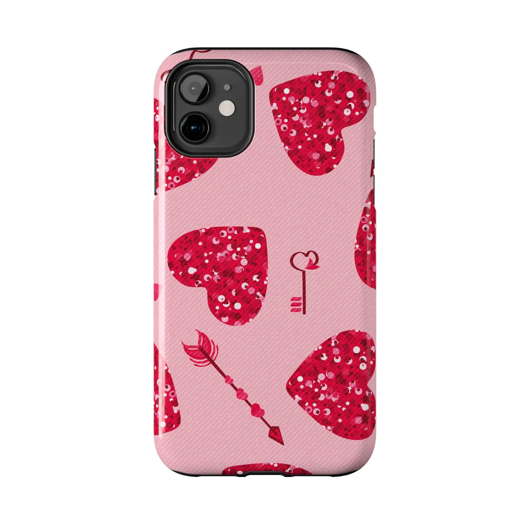 Sparkling Red Hearts Phone Case (Apple & Android) - Pink Sweetheart