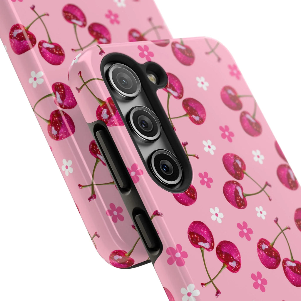 Pink Cherry Sparkle Pattern Tough Phone Case (Apple & Android) - Pink Sweetheart