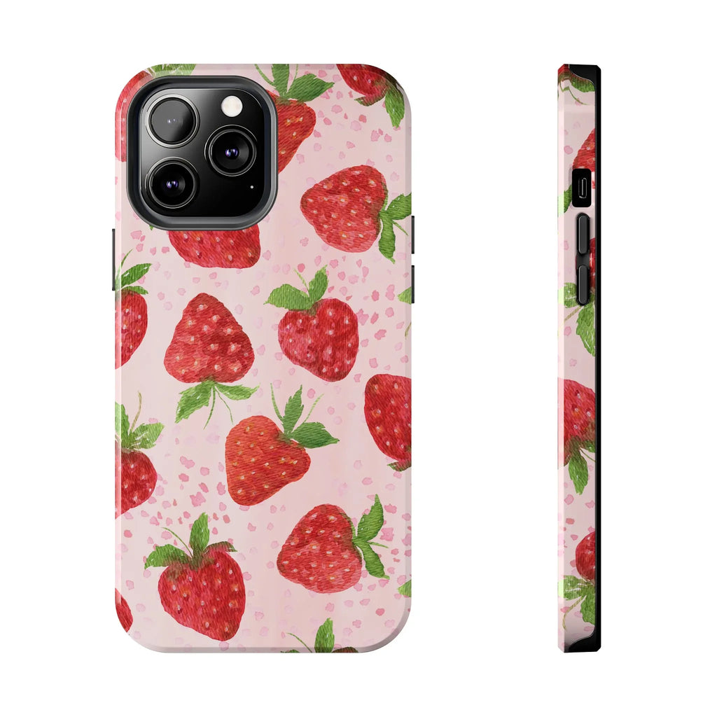 Cute Strawberries Phone Case (Apple & Android) - Pink Sweetheart