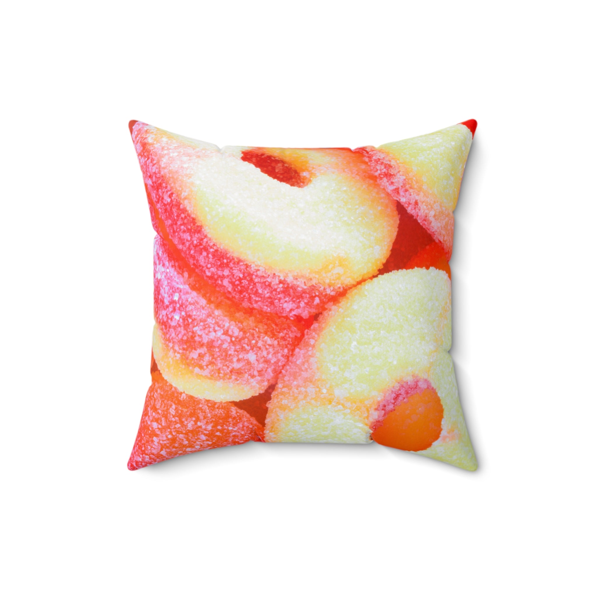 Sweet Peach Candy Rings Square Pillow