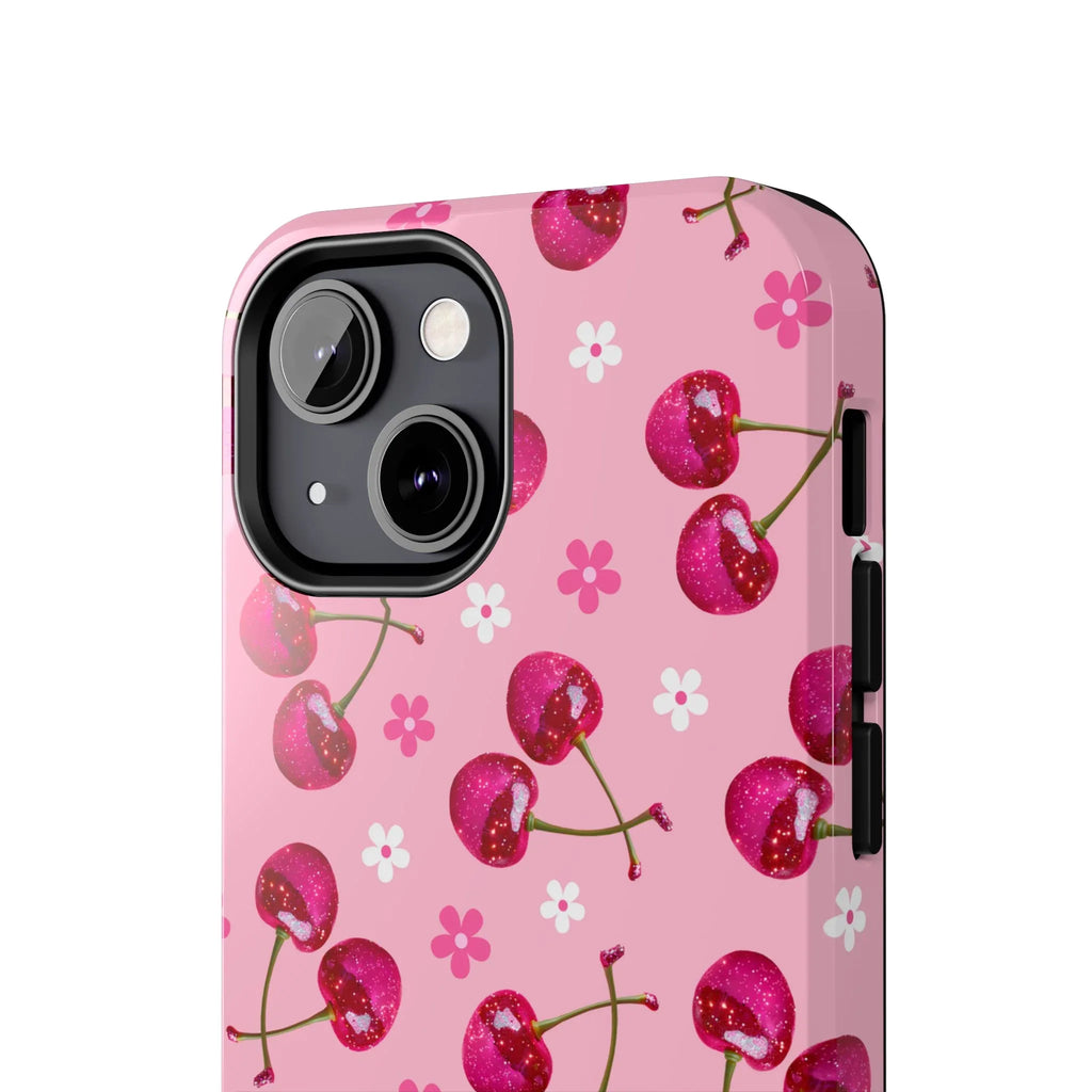 Pink Cherry Sparkle Pattern Tough Phone Case (Apple & Android) - Pink Sweetheart