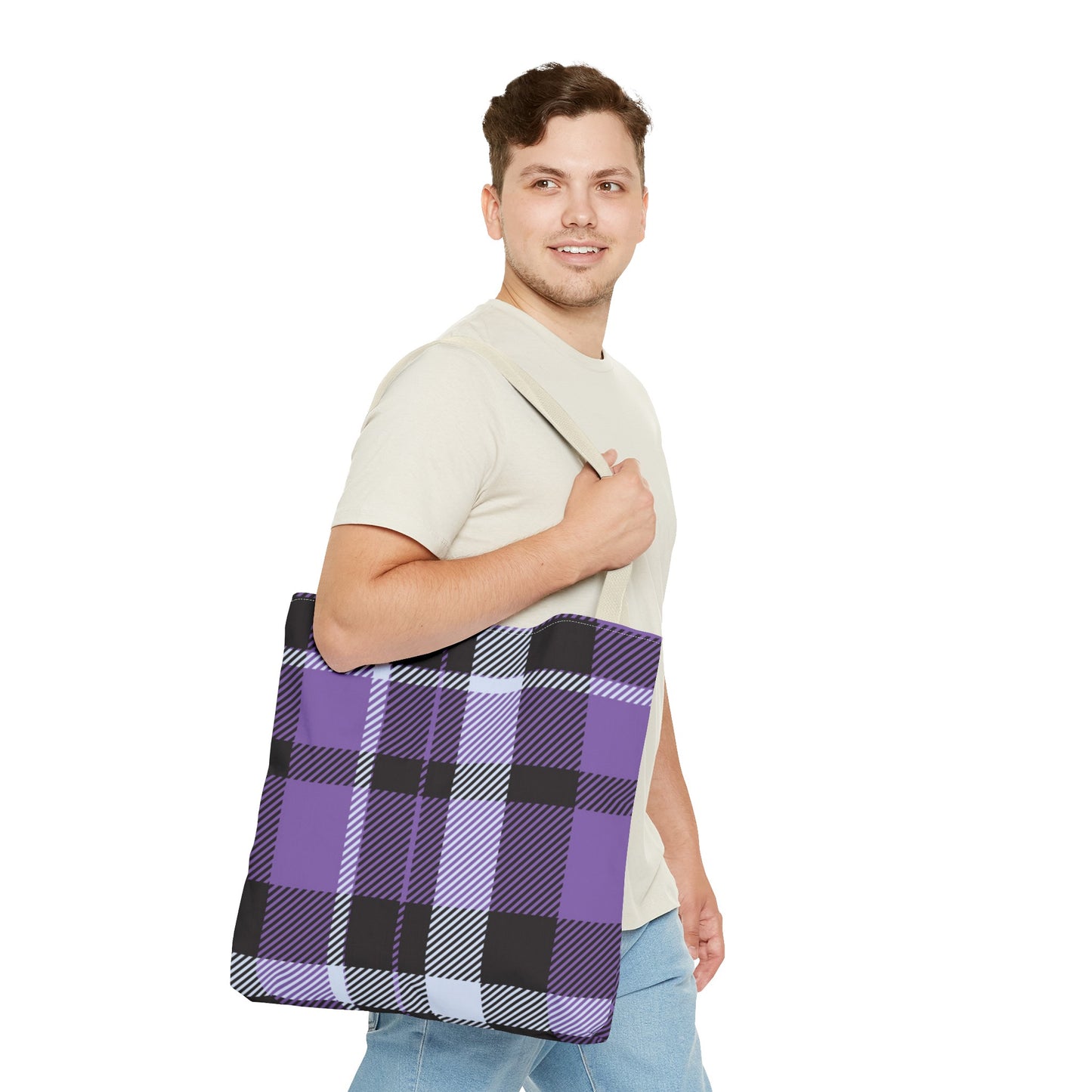 Purple Tartan Plaid Tote Bag