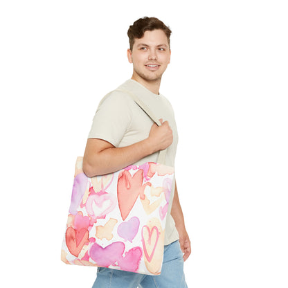 Watercolor Valentine Hearts Tote Bag