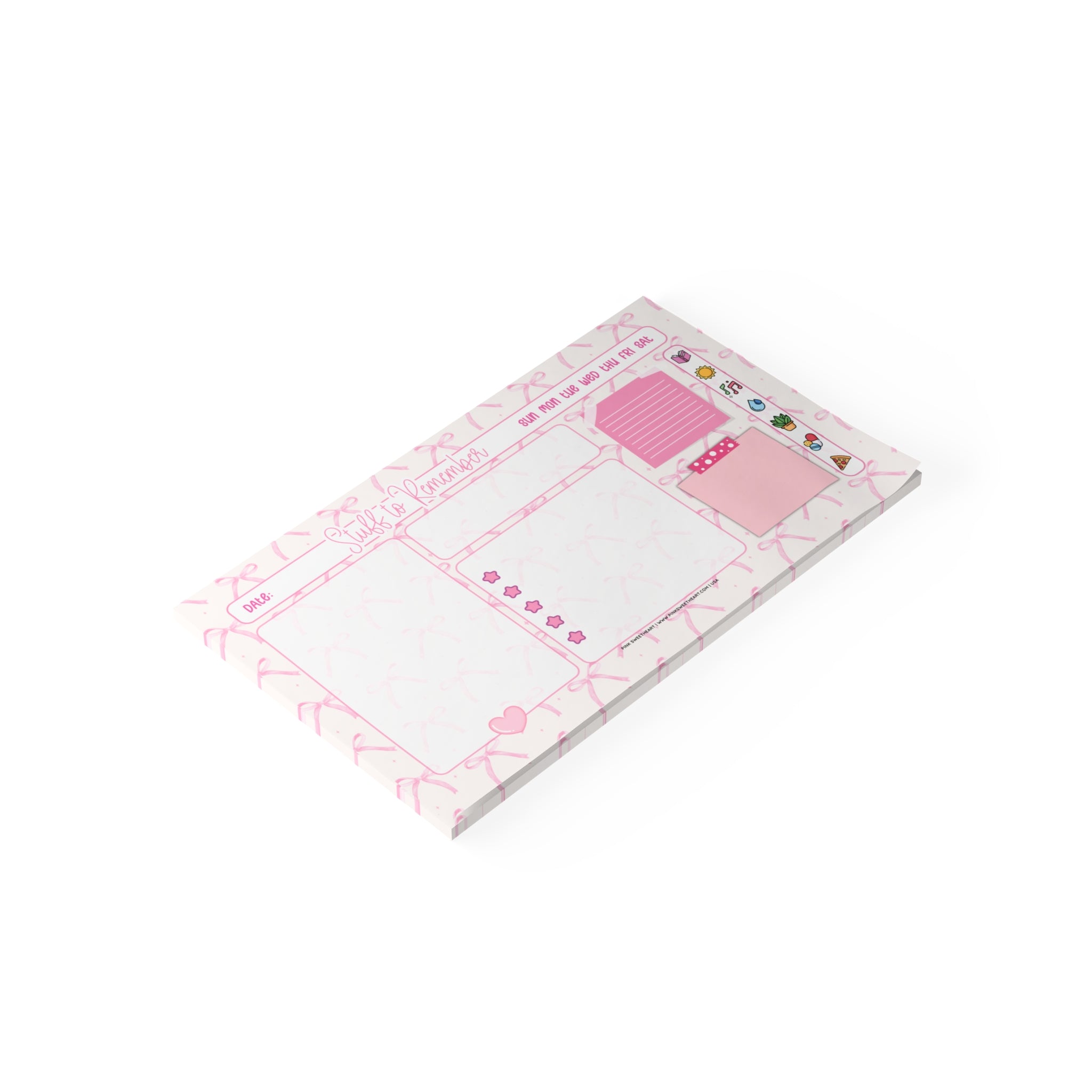 Pink Bow Ribbons Sticky Note Pad