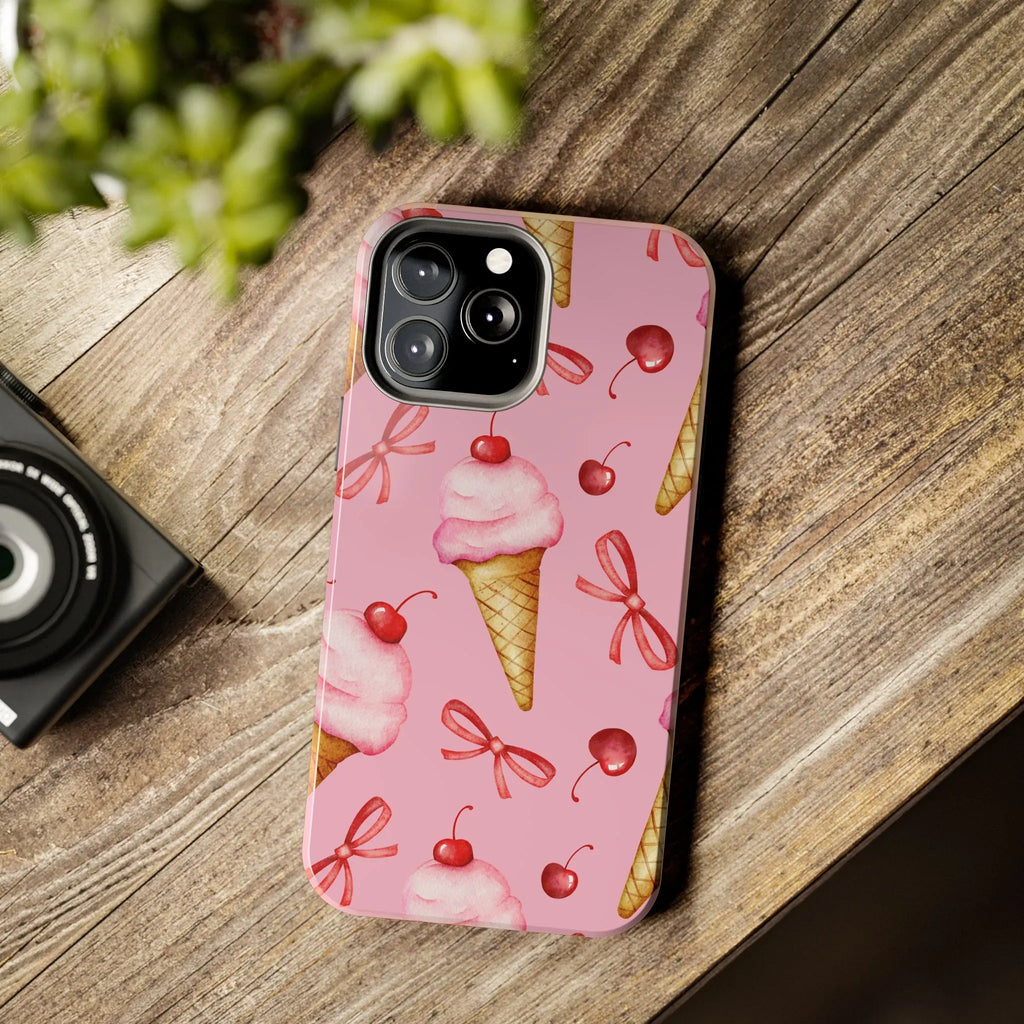 Cherry on Top Ice Cream Phone Case (Apple & Android) - Pink Sweetheart