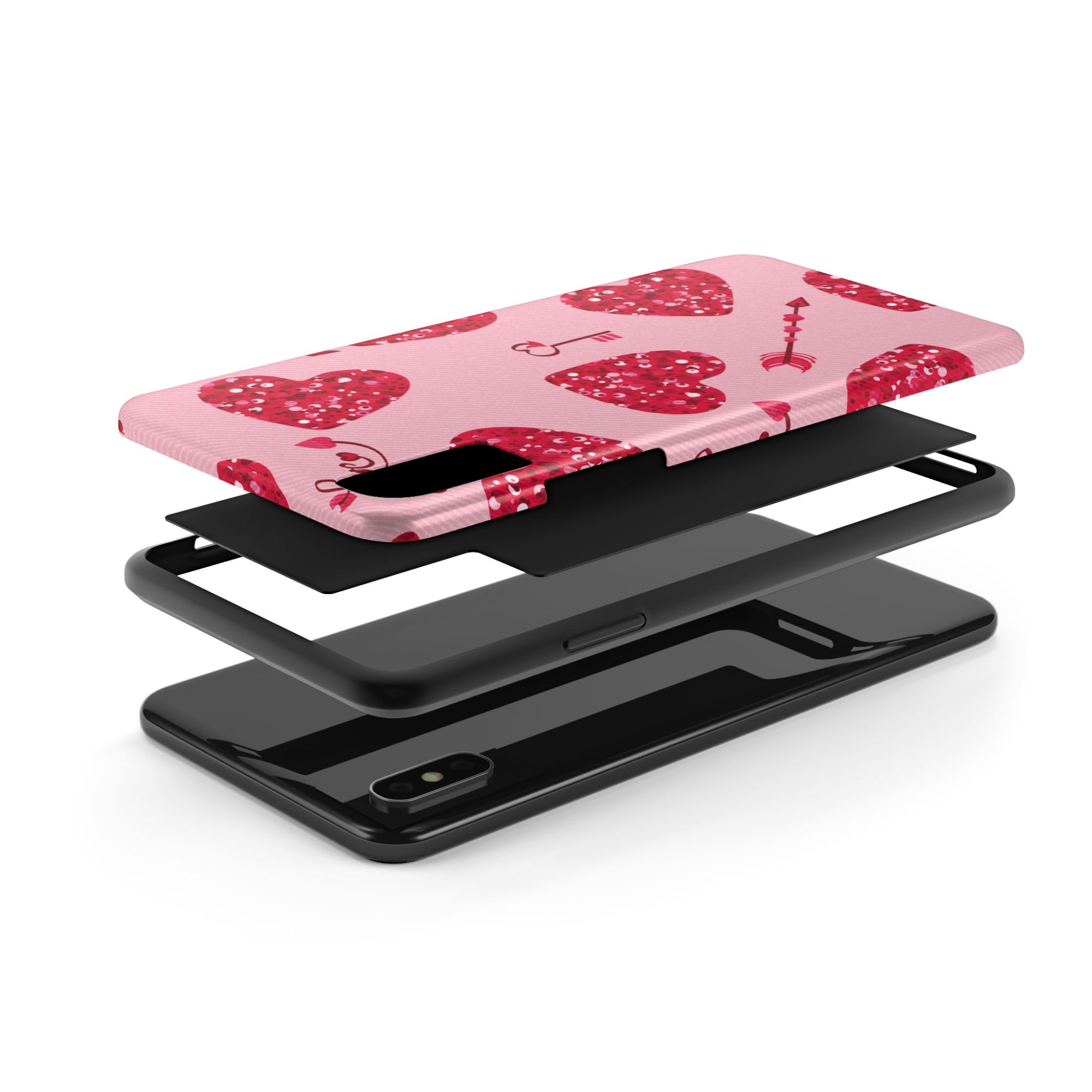 Sparkling Red Hearts Phone Case (Apple & Android)
