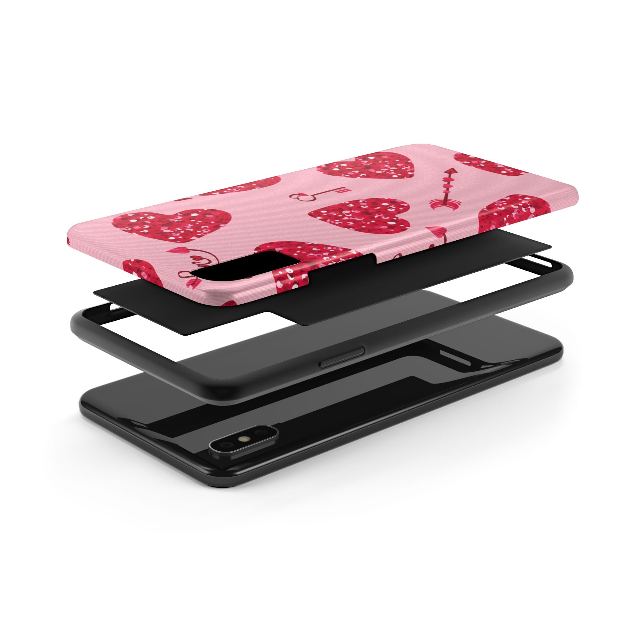 Sparkling Red Hearts Phone Case (Apple & Android)
