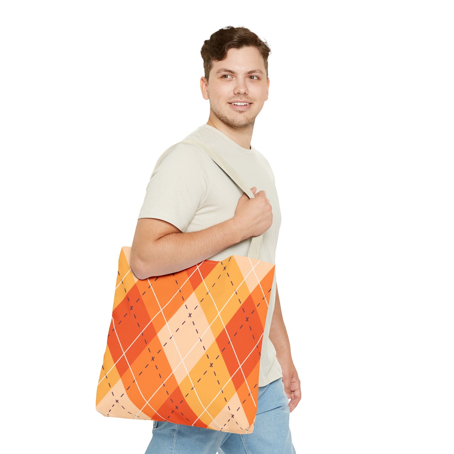 Orange Argyle Halloween Tote Bag