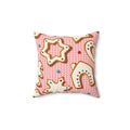 Baked Gingerbread Cookies Square Pillow - Pink Sweetheart