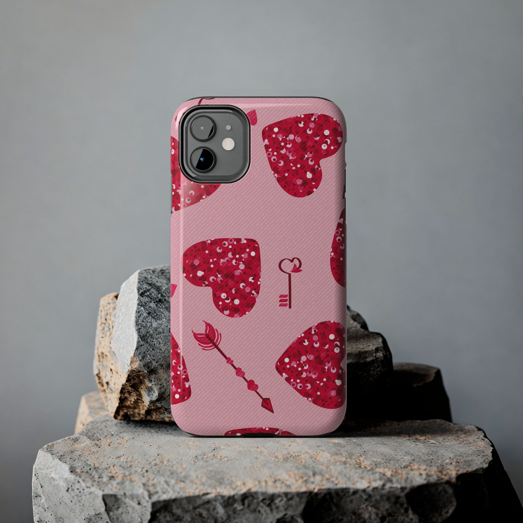 Sparkling Red Hearts Phone Case (Apple & Android)