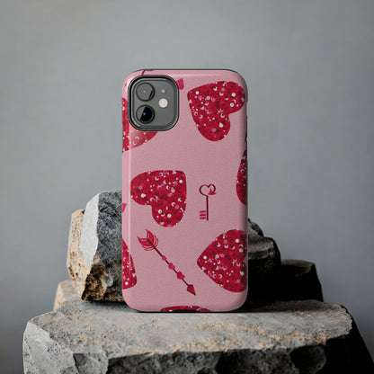 Sparkling Red Hearts Phone Case