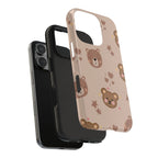 Boho Brown Bear Phone Case (Apple & Android) - Pink Sweetheart