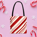 Peppermint Candy Cane Tote Bag - Pink Sweetheart