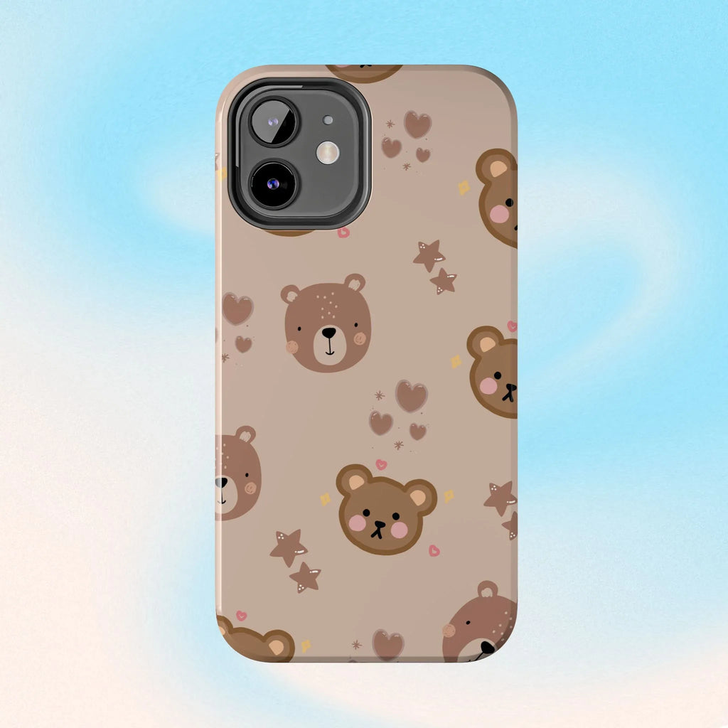 Boho Brown Bear Phone Case (Apple & Android) - Pink Sweetheart