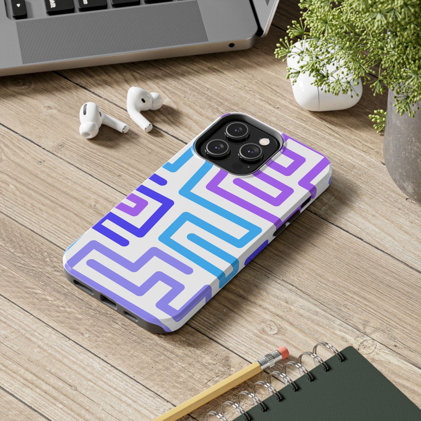 Abstract Neon Maze Phone Case