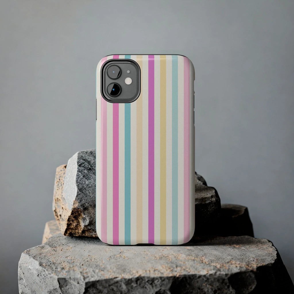 Pastel Candy Stripes Phone Cases (Apple & Android) - Pink Sweetheart