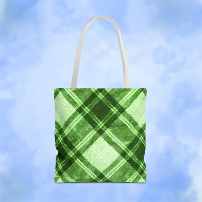 Lush Green Plaid Tote Bag