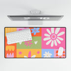 Kawaii Floral Print Desk Mat