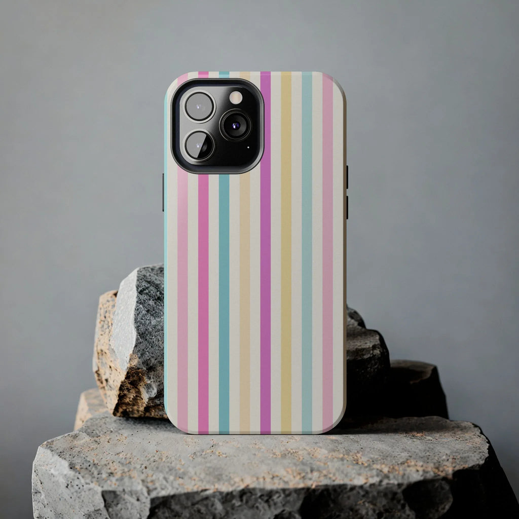 Pastel Candy Stripes Phone Cases (Apple & Android) - Pink Sweetheart