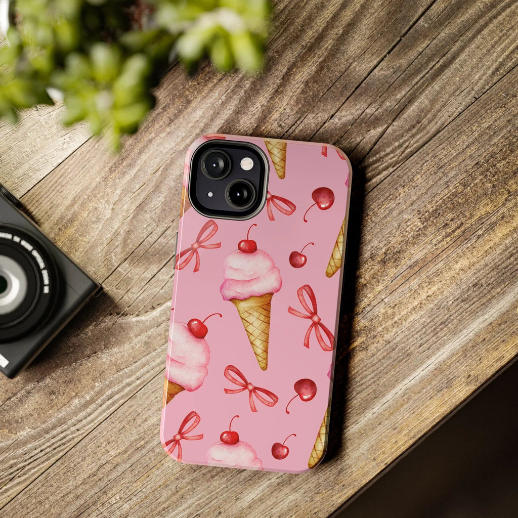 Cherry on Top Ice Cream Phone Case (Apple & Android) - Pink Sweetheart