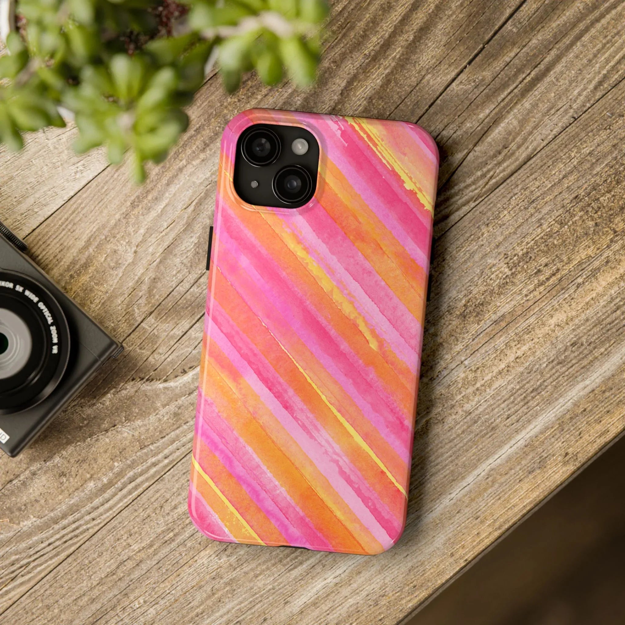Pink Lemon Stripes Phone Case (Apple & Android) - Pink Sweetheart