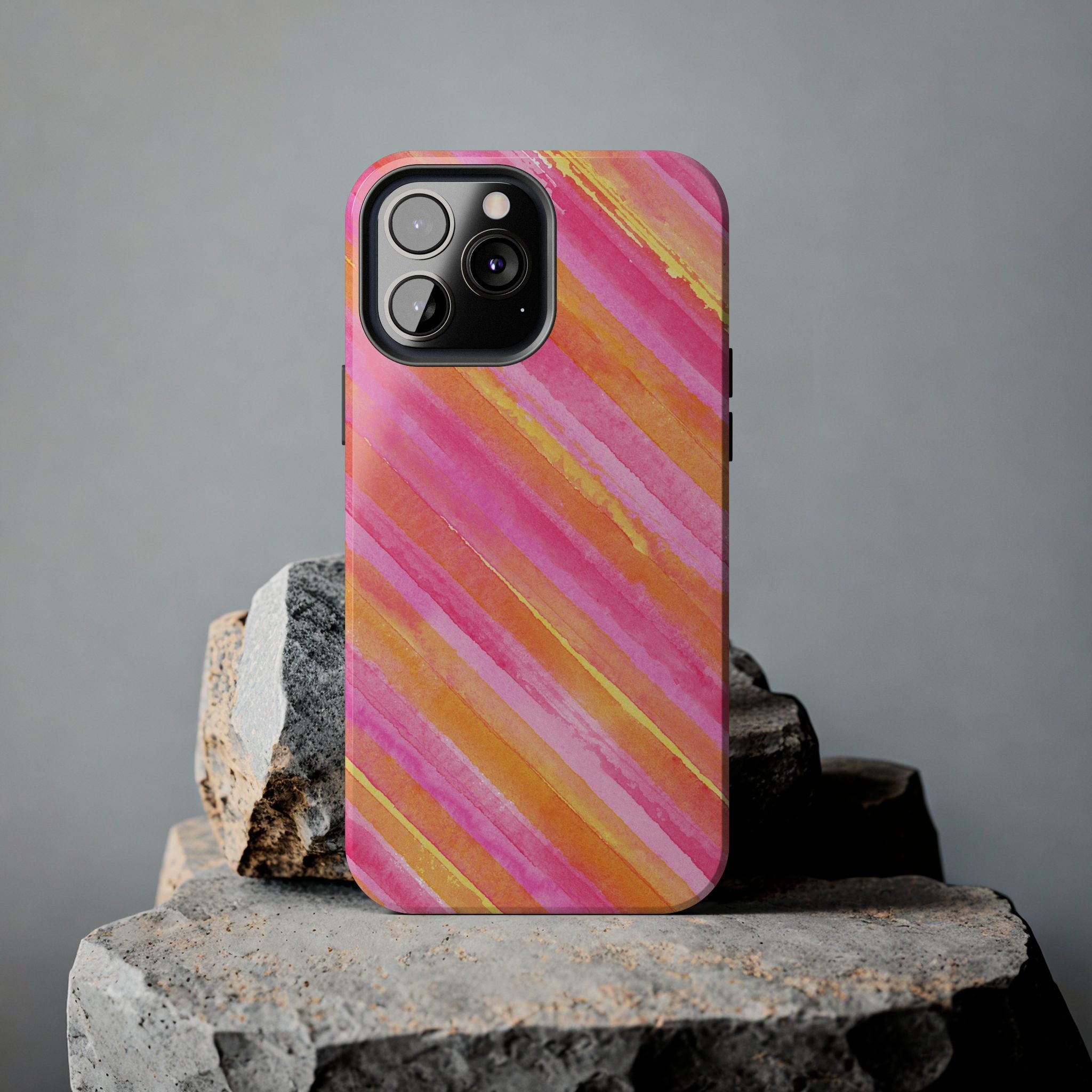 Pink Lemon Stripes Phone Case (Apple & Android)