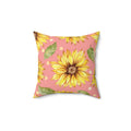 Pink & Sunflowers Square Pillow - Pink Sweetheart
