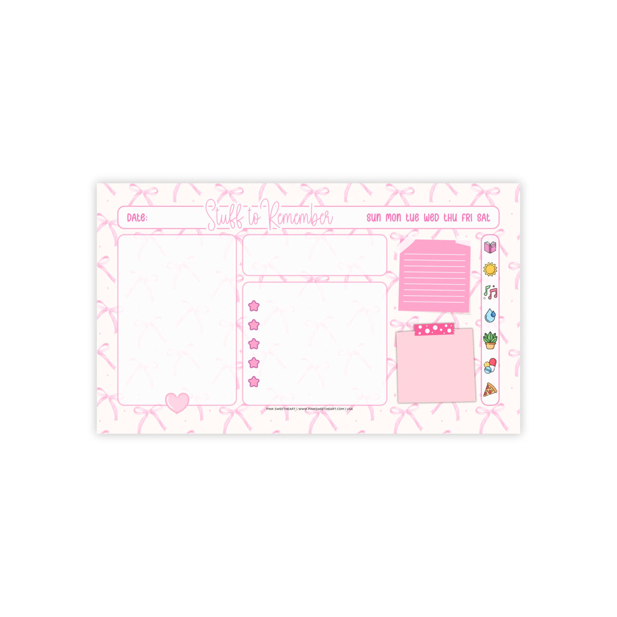 Pink Bow Ribbons Sticky Note Pad
