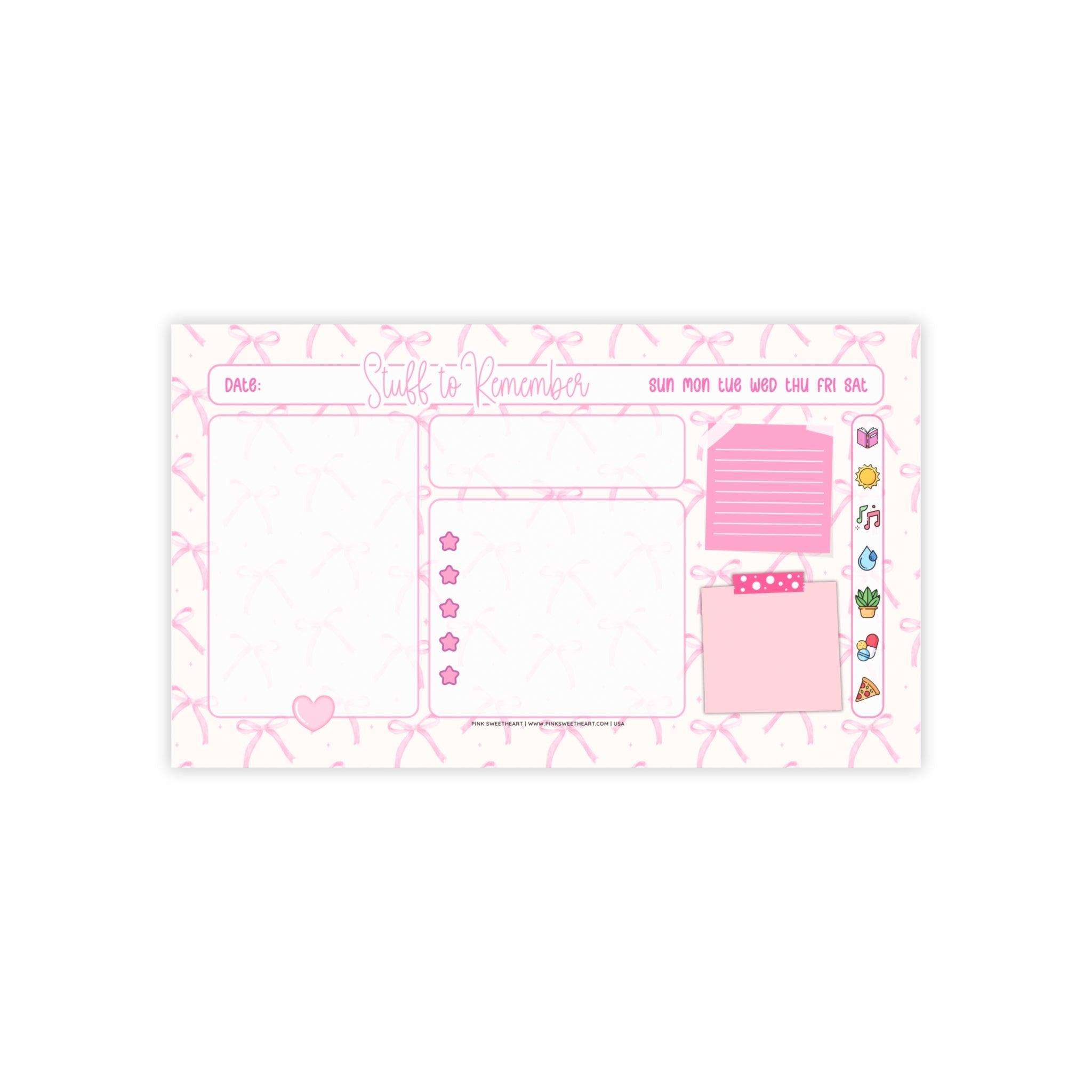 Pink Bow Ribbons Sticky Note Pad