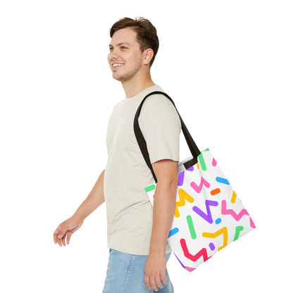 Colorful Doodle Zig Zags Tote Bag