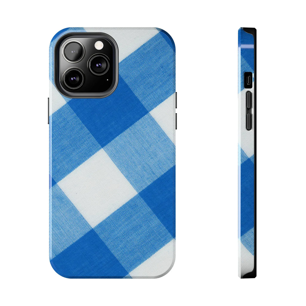 Classic Blue Gingham Phone Case (Apple & Android) - Pink Sweetheart