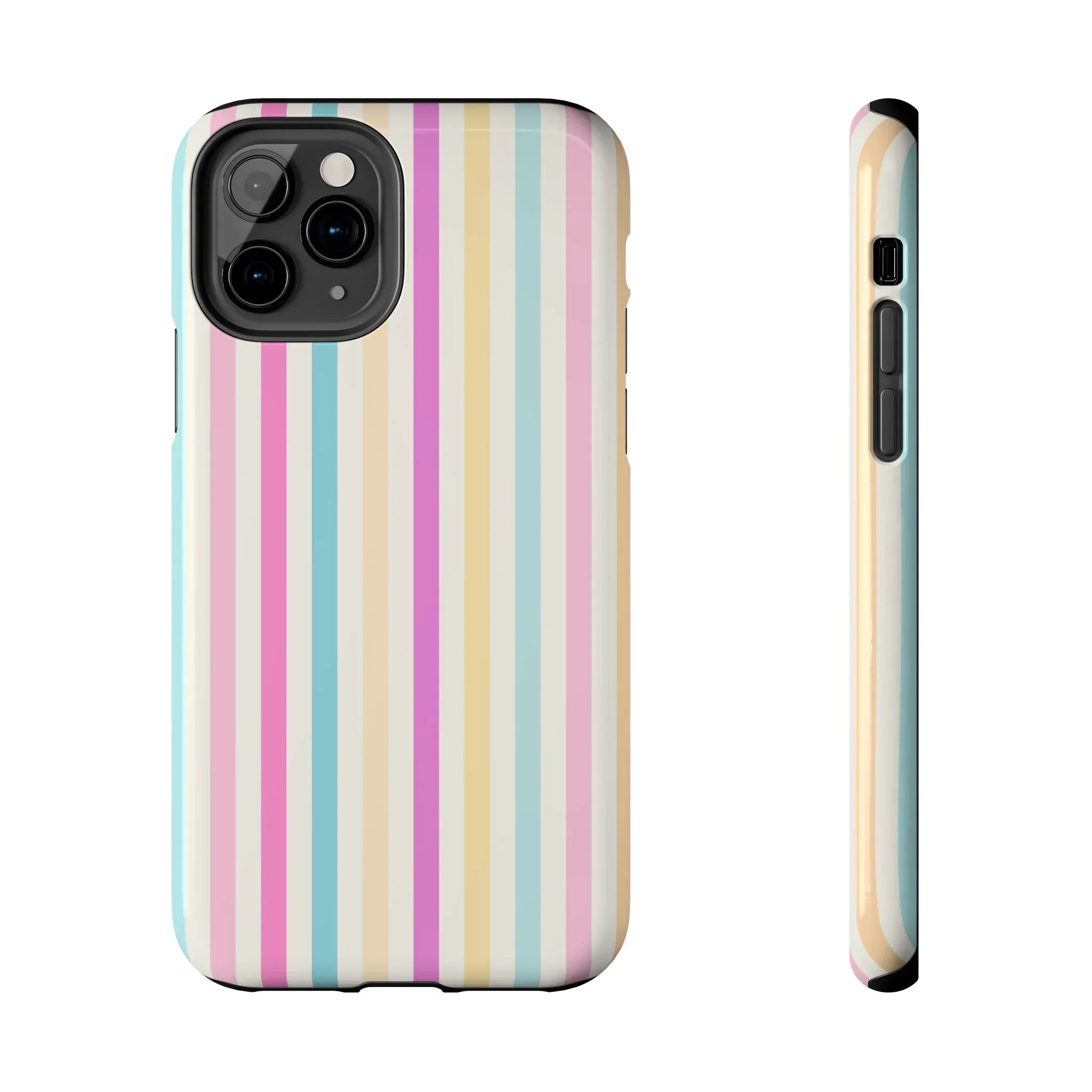 Pastel Candy Stripes Phone Cases (Apple & Android) - Pink Sweetheart