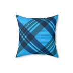 Blue Winter Plaid Square Pillow