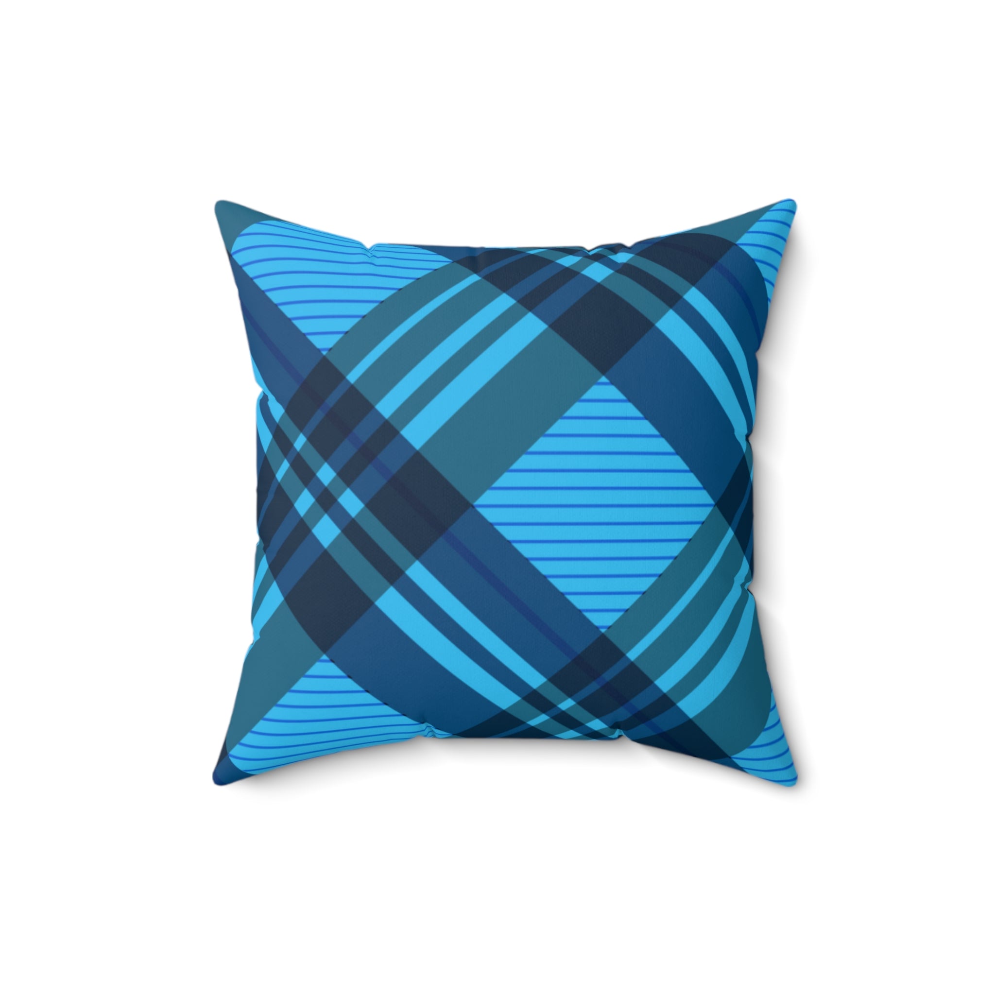 Blue Winter Plaid Square Pillow