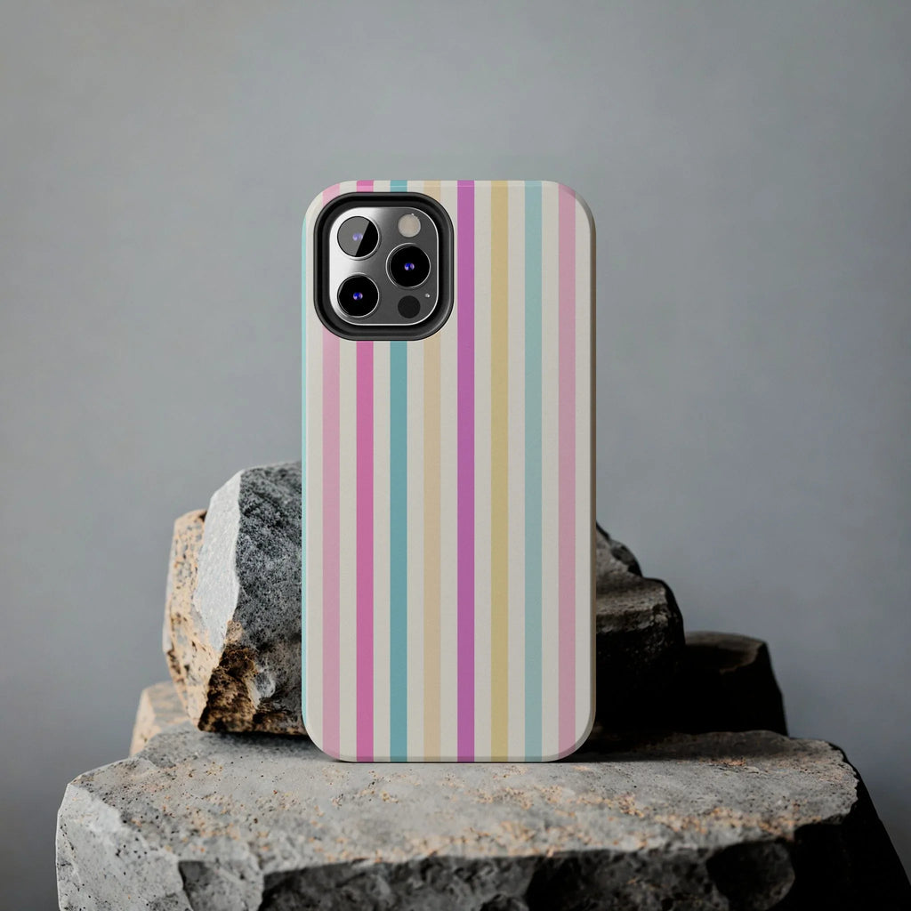 Pastel Candy Stripes Phone Cases (Apple & Android) - Pink Sweetheart
